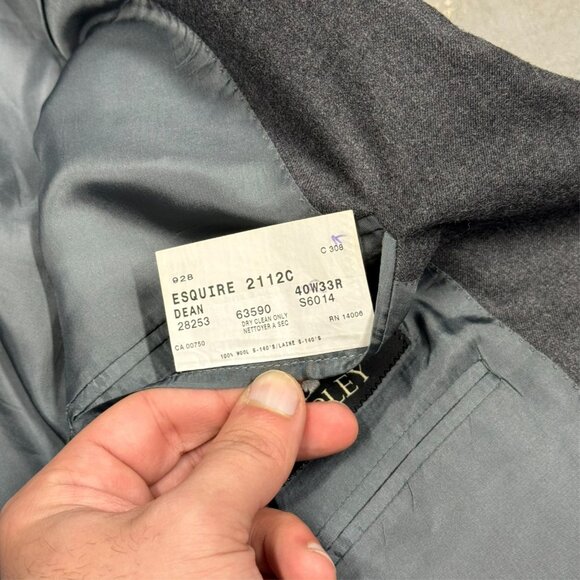 Coppley Suit Super 140s Flannel Wool Grey Made in Canada 40 R 34x32 - Picture 8 of 15